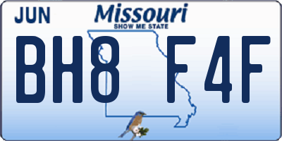 MO license plate BH8F4F