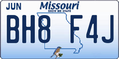 MO license plate BH8F4J