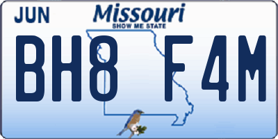 MO license plate BH8F4M