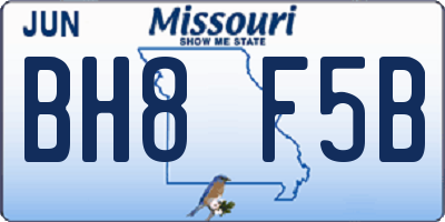 MO license plate BH8F5B