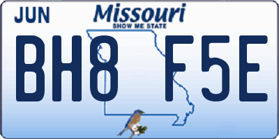 MO license plate BH8F5E