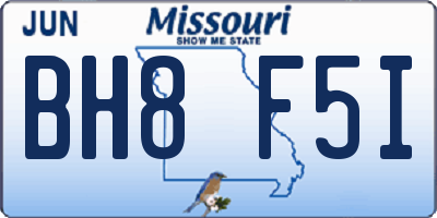 MO license plate BH8F5I