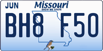 MO license plate BH8F5O