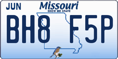 MO license plate BH8F5P