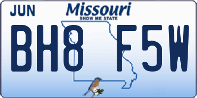 MO license plate BH8F5W