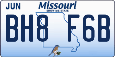 MO license plate BH8F6B