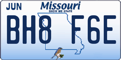 MO license plate BH8F6E