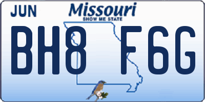 MO license plate BH8F6G