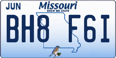 MO license plate BH8F6I