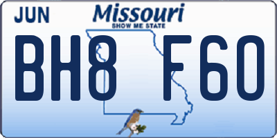 MO license plate BH8F6O