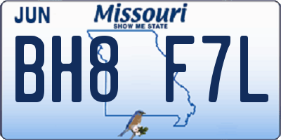 MO license plate BH8F7L