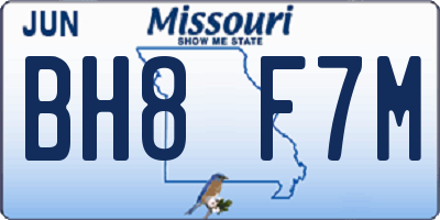 MO license plate BH8F7M