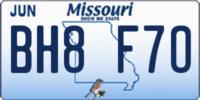 MO license plate BH8F7O