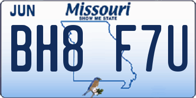 MO license plate BH8F7U
