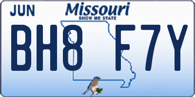 MO license plate BH8F7Y