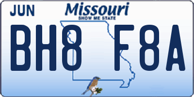 MO license plate BH8F8A