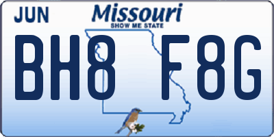 MO license plate BH8F8G