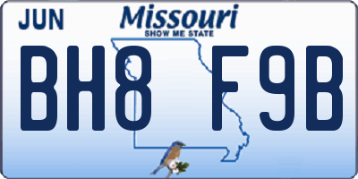 MO license plate BH8F9B