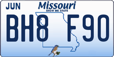 MO license plate BH8F9O
