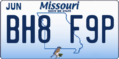 MO license plate BH8F9P