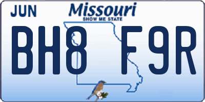 MO license plate BH8F9R
