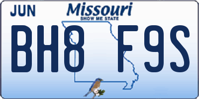 MO license plate BH8F9S