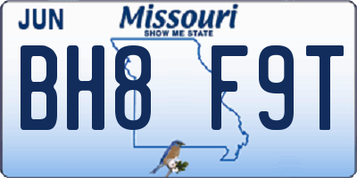 MO license plate BH8F9T