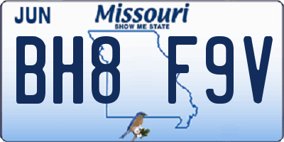 MO license plate BH8F9V