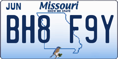 MO license plate BH8F9Y