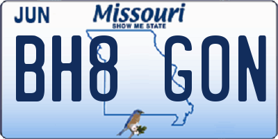 MO license plate BH8G0N