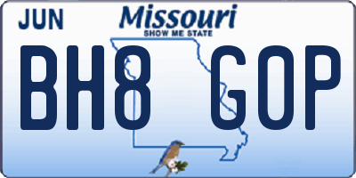 MO license plate BH8G0P