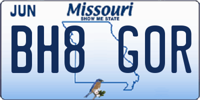 MO license plate BH8G0R