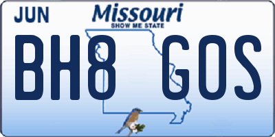 MO license plate BH8G0S