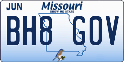 MO license plate BH8G0V