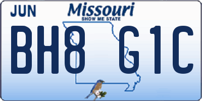 MO license plate BH8G1C