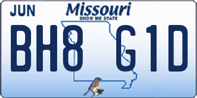MO license plate BH8G1D