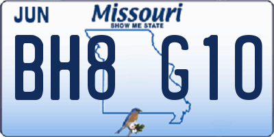 MO license plate BH8G1O