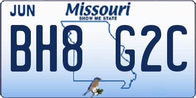 MO license plate BH8G2C