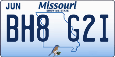 MO license plate BH8G2I