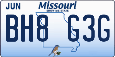 MO license plate BH8G3G