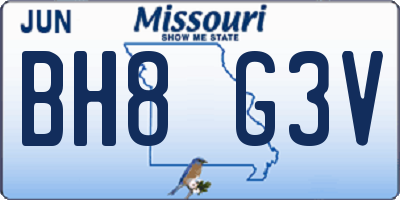 MO license plate BH8G3V