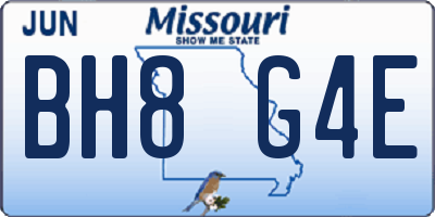 MO license plate BH8G4E