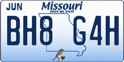 MO license plate BH8G4H