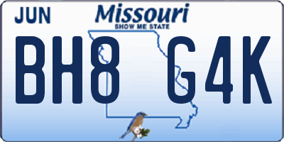 MO license plate BH8G4K