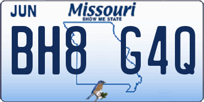 MO license plate BH8G4Q