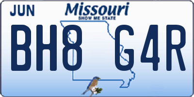 MO license plate BH8G4R