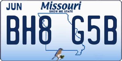 MO license plate BH8G5B