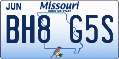 MO license plate BH8G5S