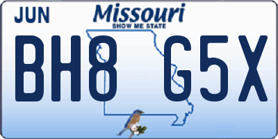MO license plate BH8G5X
