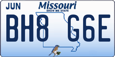 MO license plate BH8G6E